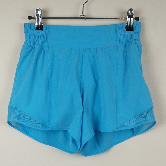 Lululemon Hotty Hot High Rise Lined Short 4" Womens Blue Running Mesh Swift - Picture 1 of 7